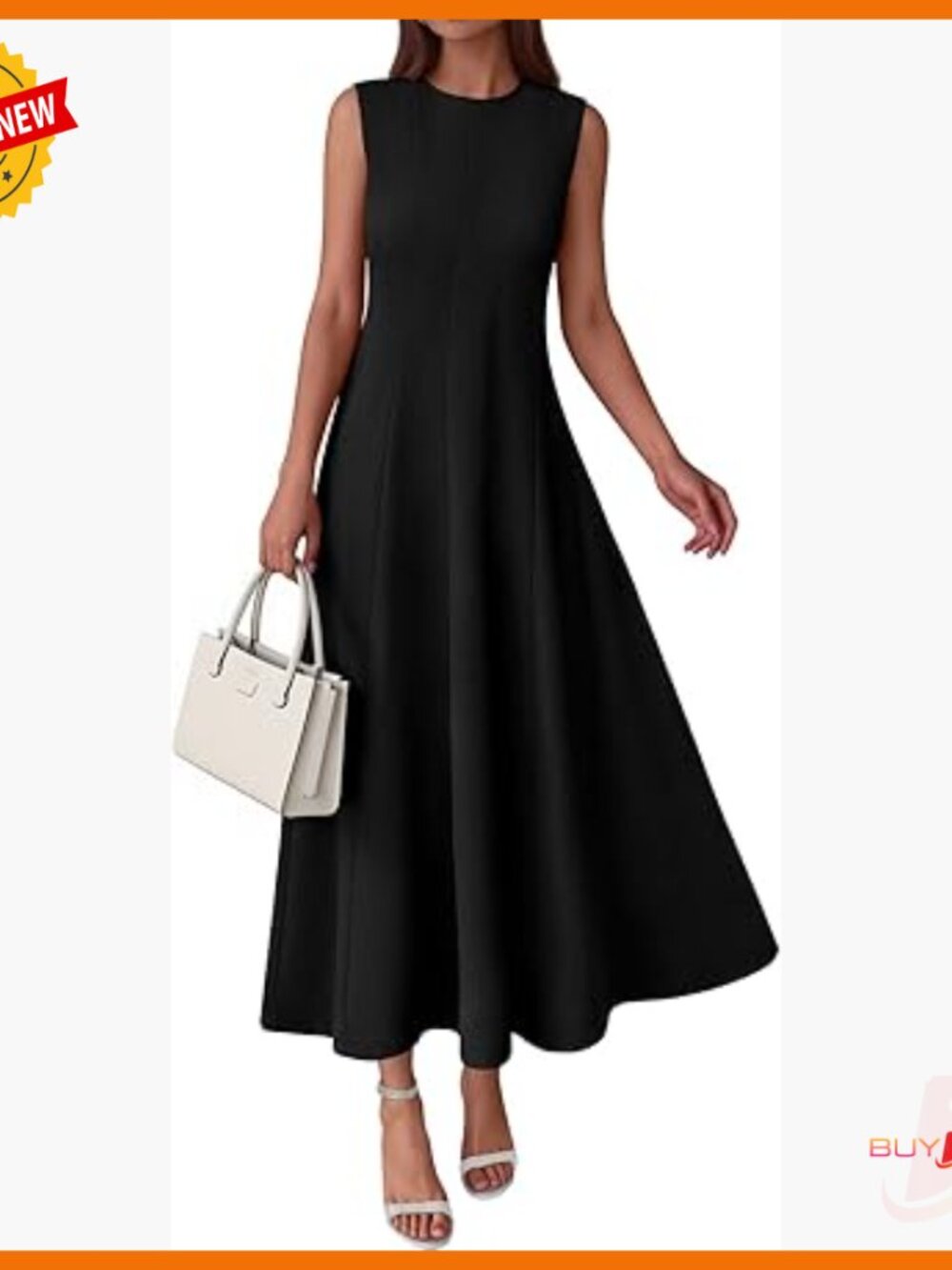 Sleeveless Crewneck Maxi Dress With Pockets, A-Line Fit, Semi Formal
